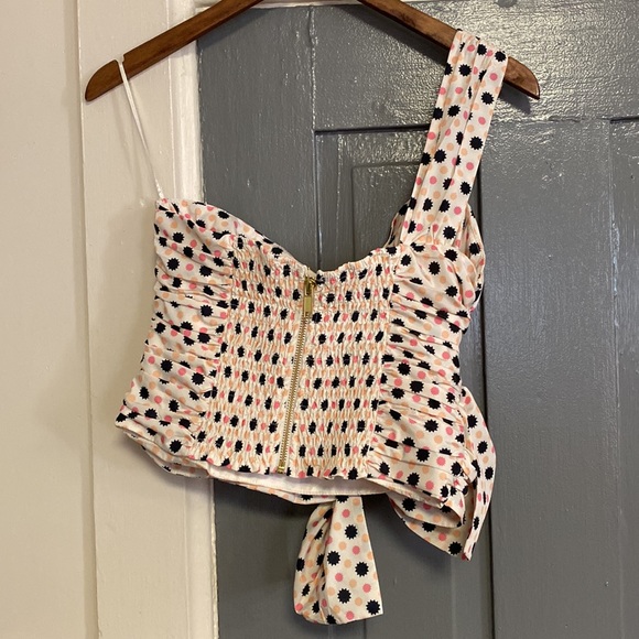 NWT Anthro Maeve Neutral Motif Bow-Tie One-Shoulder Tank - Picture 3 of 16